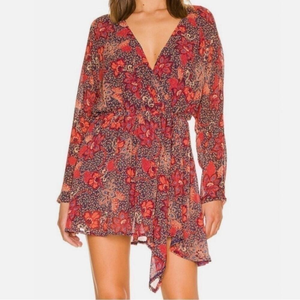 Free People Red and Blue Floral Mini Dress